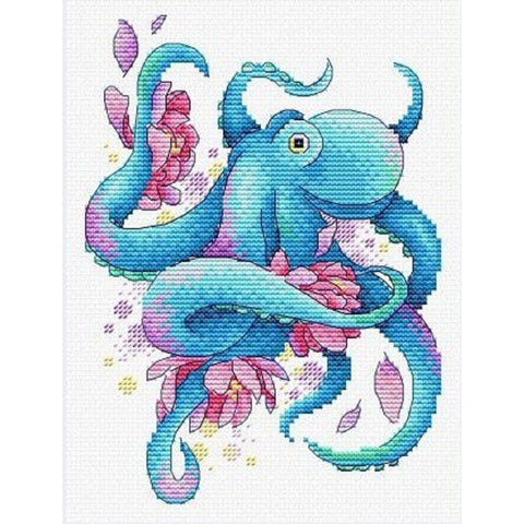 Water-Soluble Cross Stitch Canvas Kit, Octopus Design, MP Studia