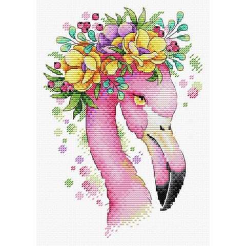 Water-Soluble Cross Stitch Canvas Kit Summer Flamingo, MP Studia