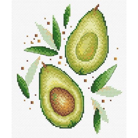 Cross Stitch Kit with Water-Soluble Canvas, Avocado Design, MP Studia
