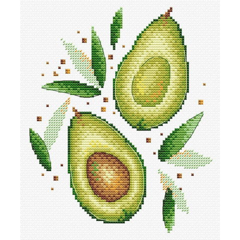 Cross Stitch Kit with Water-Soluble Canvas, Avocado Design, MP Studia
