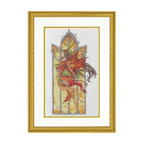Cross Stitch Embroidery Kit, Dancing Autumn Fairy Design, Dimensions
