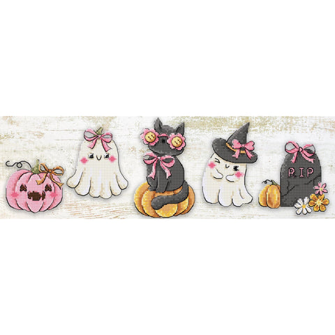 Letistitch Halloween Cross Stitch Kit, Boo Crew Ornaments