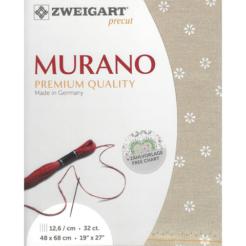 Zweigart Murano Evenweave Embroidery Fabric, 32 Count, Precut 48 x 68 cm, 52% Cotton 48% Modal, Cross Stitch Cloth