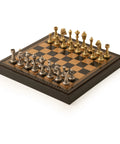 Solid Metal Chess Set with Dark Brown Gameboard/Box