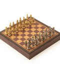 Solid Metal Chess Set with Dark Red Gameboard/Box