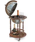 Bar-Globe GIUNONE Blue Ocean. Made from Beech tree. Handmade Quality From Italy.