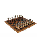 Metal & Wood Chess SET + Leatherette Chessboard with Globe Finish