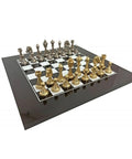 Beautiful Metal Chess Set with Lacquered Wooden Chess Board