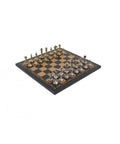 Solid Metal Chess Pieces with Beautiful Leather-like Chessboard
