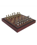 Solid Metal Chess Pieces with Very Nice Leather-like Chessboard