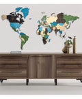 Wall Decoration: Wooden Map Multilevel Multicolor XXL