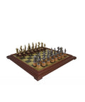 MARY STUART CHESS: Metal & Wood Pieces With Wooden Chessboard In Brass Effect