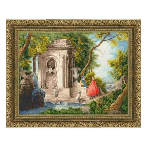 Cross Stitch Embroidery Kit with Park Scene Pattern, Canvas, Threads, Needle and Instructions, Zolotoe Runo Multicolor Design