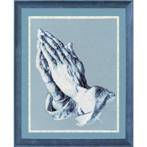 Cross Stitch Embroidery Kit Praying Hands Religious Motif by Zolotoe Runo, Wall Decor and Framing Project