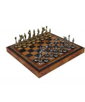 NAPOLEON CHESS SET: Metal Pieces with Leatherette Chessboard Box