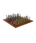 NAPOLEONE: Metal Chess Pieces with Brown/Black Leatherette Chessboard