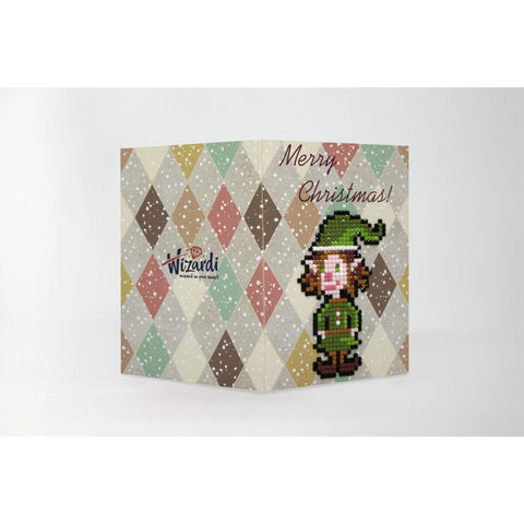 Christmas Diamond Painting Card Kit with Elf Design, Wizardi Cards