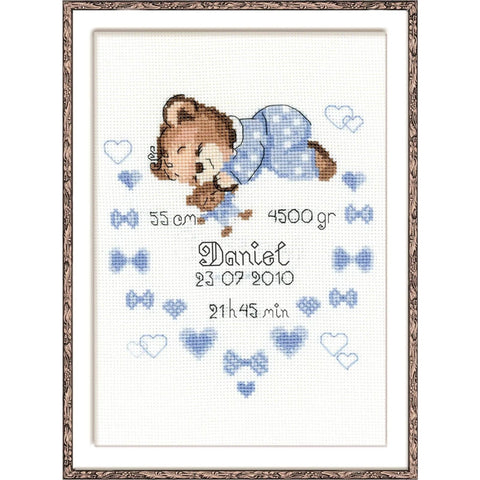 Boys Birth Announcement - Cross Stitch Kit from RIOLIS Ref. no.:1124
