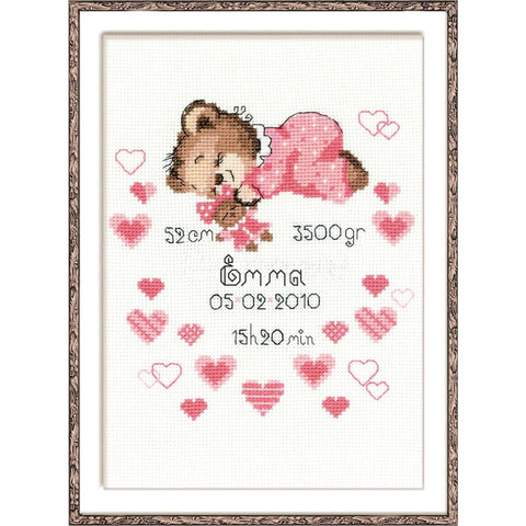 Girls Birth Announcement - Cross Stitch Kit from RIOLIS Ref. no.:1123