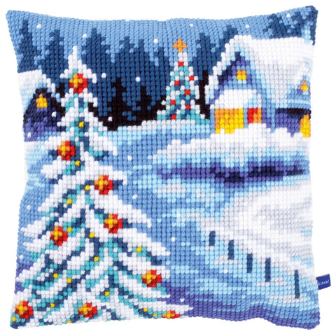 Vervaco Cross Stitch Cushion Cover Kit 40x40 cm, Hand-Painted Cotton Canvas and Acrylic Yarn