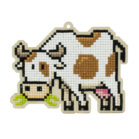 Wooden Diamond Painting Kit, Little Cow Design, Wizardi Wood