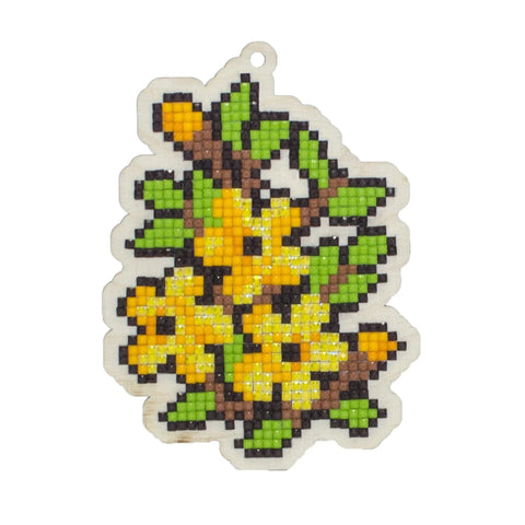 Wood Diamond Painting Kit with Yellow Pansies, Wizardi Wood