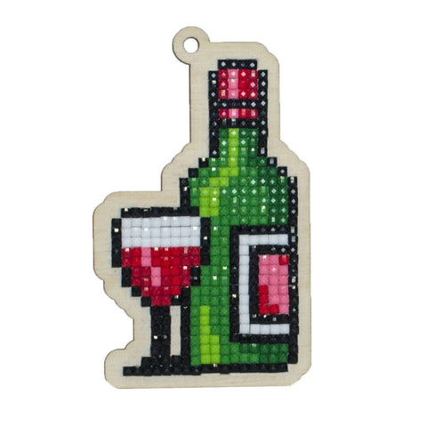 Wine Diamond Painting Kit on Wood, Wizardi Wood
