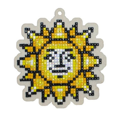 Wooden Diamond Painting Kit with Sun Motif, Wizardi Wood