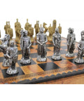 ROMANS VS BARBARIANS: Metal Chess Set with Beautiful Leatherette Chessboard