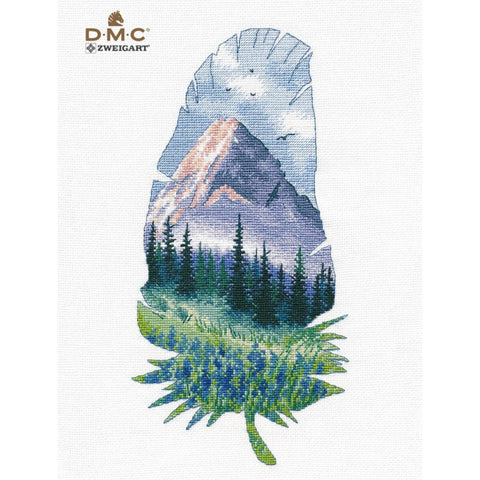 Cross Stitch Kit with Mountain Landscape Design, Oven