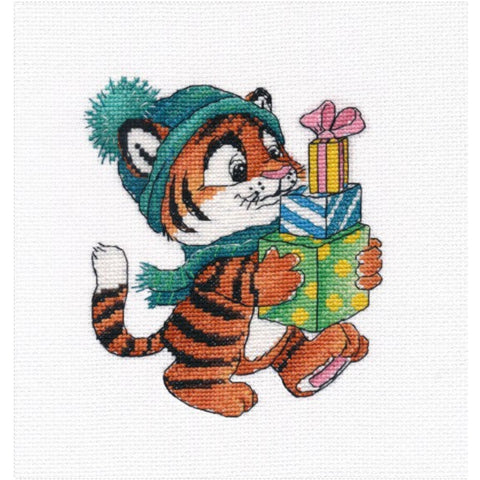 Tiger with Gifts Cross Stitch Kit, Oven