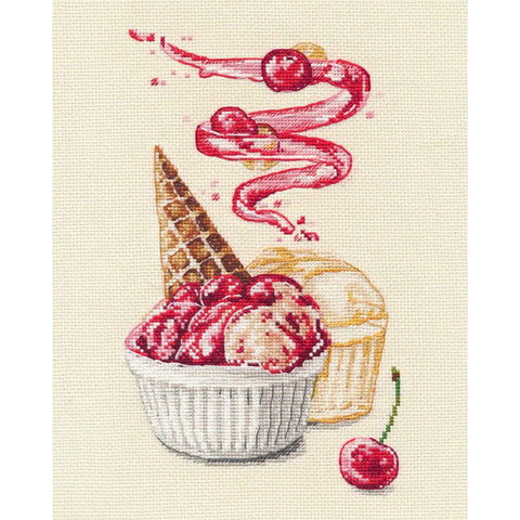 Dessert Cross Stitch Kit with Canvas, Threads, Chart and Needle by Oven for Home Decor and Craft Projects