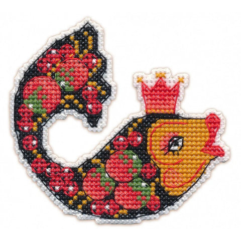 Fish Mini Cross Stitch Kit, Oven, Beginner Embroidery Set, Aida Fabric, Cotton Thread and Needle