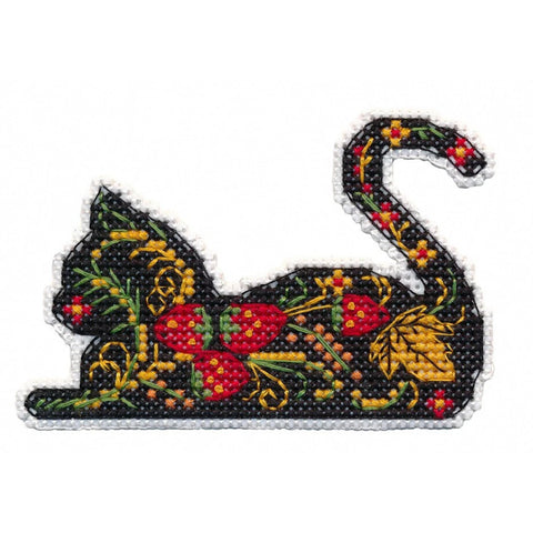 Cat Mini Cross Stitch Kit, Oven, Multicolor Embroidery Set, Canvas, Cotton Thread, Needle, Pattern