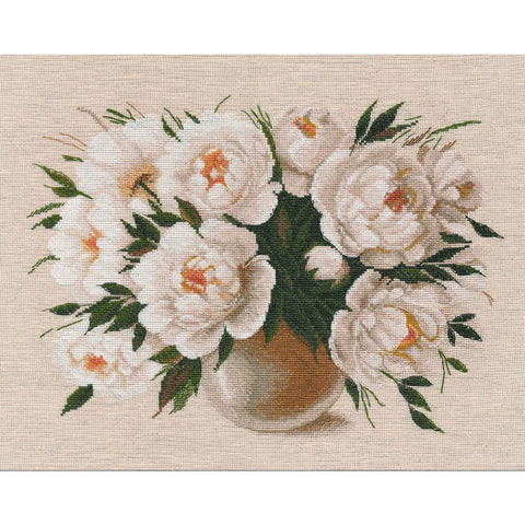 Cross Stitch Embroidery Kit with Canvas, Threads, Pattern & Needle – White Waltz by Oven, Cotton Thread Craft Set
