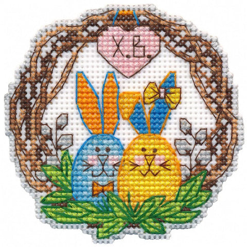 Rabbit Mini Cross Stitch Kit, Oven, Pastel Colors, Aida Fabric, Embroidery Thread, Needle, Pattern