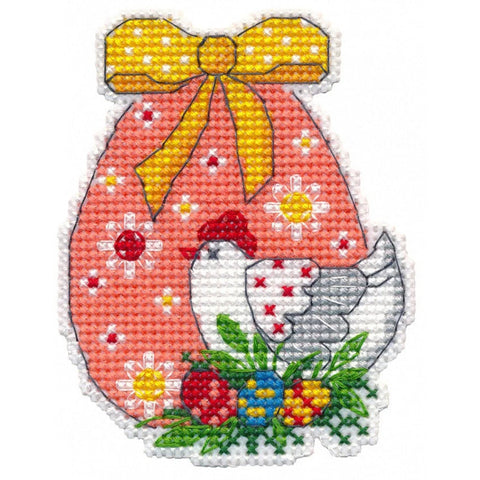 Chicken Mini Cross Stitch Kit, Oven, Bright Yellow Chick Design, Embroidery Fabric, Threads, Needle
