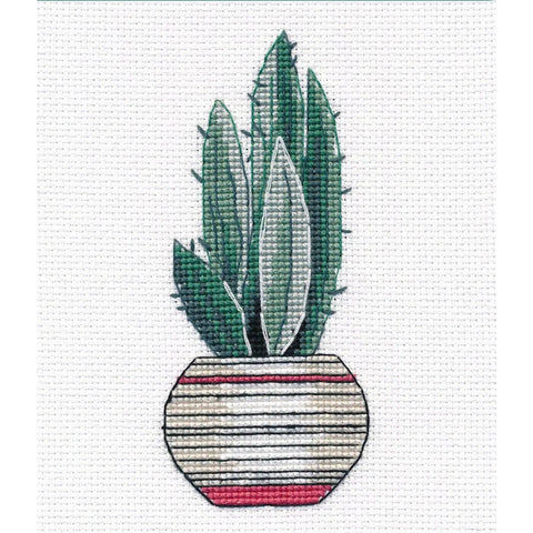 Oven Agava Cross Stitch Kit, 18-Count Canvas, 8 Colors, 5×11 Size, Complete Embroidery Set with Pattern and Needle