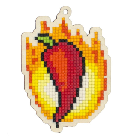 Chili Pepper Diamond Painting Kit on Plywood
