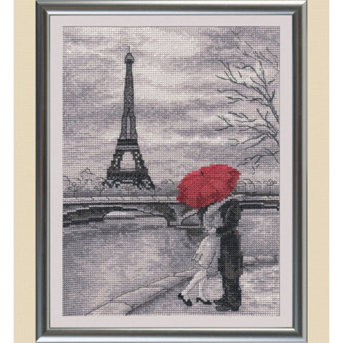 Paris Riverside Cross Stitch Kit, Zweigart Aida 14 Count, 18×25 cm, 15-Color PNK Kirov Threads, Oven