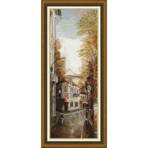 Counted Cross Stitch Kit, Western Street Scene, Complete Set with Aida Cotton Fabric, Mouliné Threads, Needle and Chart | Zolotoe Runo