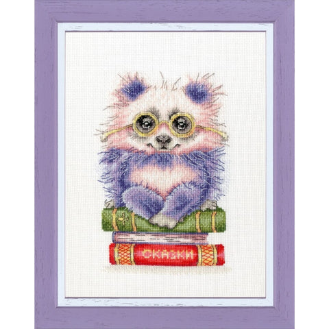 Book Lover Cross Stitch Kit, Aida 18 White Fabric, 29 Colors, Zolotoe Runo, 16.4 × 11 cm, Book-Inspired Design