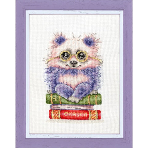 Book Lover Cross Stitch Kit, Aida 18 White Fabric, 29 Colors, Zolotoe Runo, 16.4 × 11 cm, Book-Inspired Design
