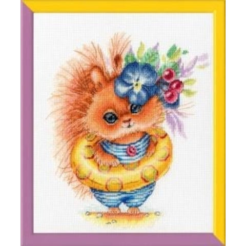 Cross Stitch Embroidery Kit for Children, Colorful Summer Swimming Motif, Beginner-Friendly Wall Decor, Zolotoe Runo