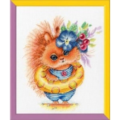 Cross Stitch Embroidery Kit for Children, Colorful Summer Swimming Motif, Beginner-Friendly Wall Decor, Zolotoe Runo