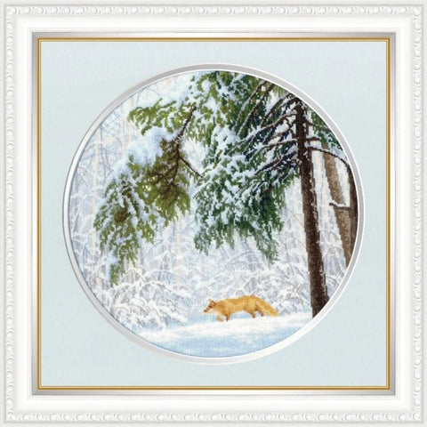 Winter Forest Cross Stitch Kit, Aida 16 Canvas, 36 Colors, 31.7 × 31.7 cm, Zolotoe Runo