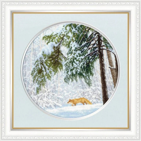 Winter Forest Cross Stitch Kit, Aida 16 Canvas, 36 Colors, 31.7 × 31.7 cm, Zolotoe Runo