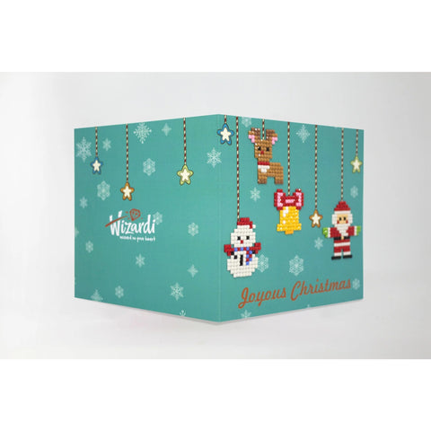 Christmas Diamond Painting Card Kit with Acrylic Gems, Wizardi Cards DIY Holiday Greeting Card Craft Set with Envelope