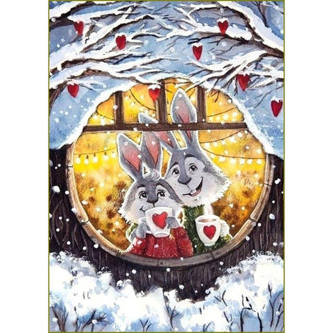 Diamond painting kit Rabbits' Cosy Home WD2384