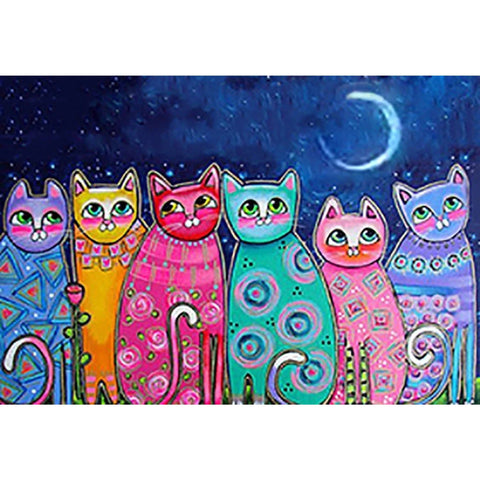 Diamond painting kit Colourful Cats WD2390